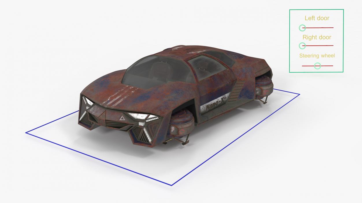 3D model Concept Hover Car Rusty Rigged