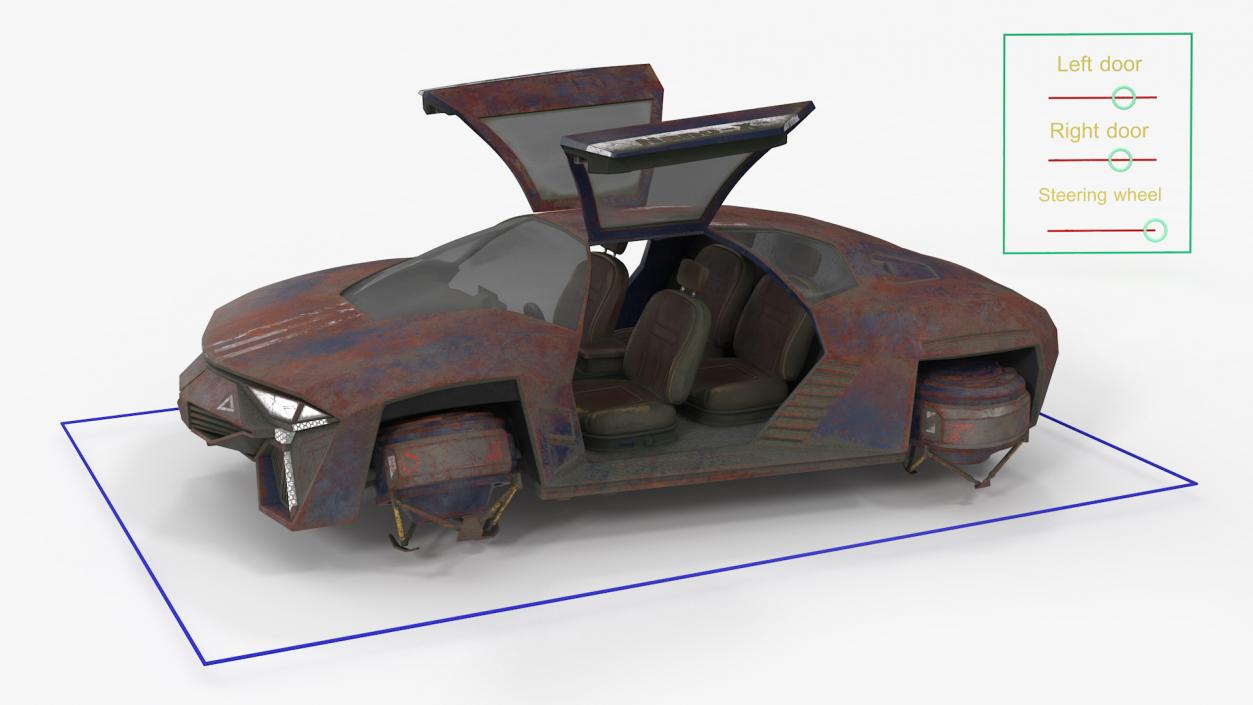 3D model Concept Hover Car Rusty Rigged