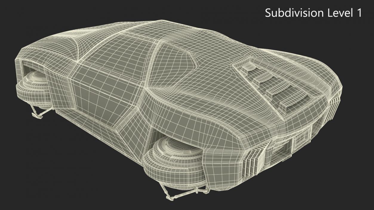 3D model Concept Hover Car Rusty Rigged