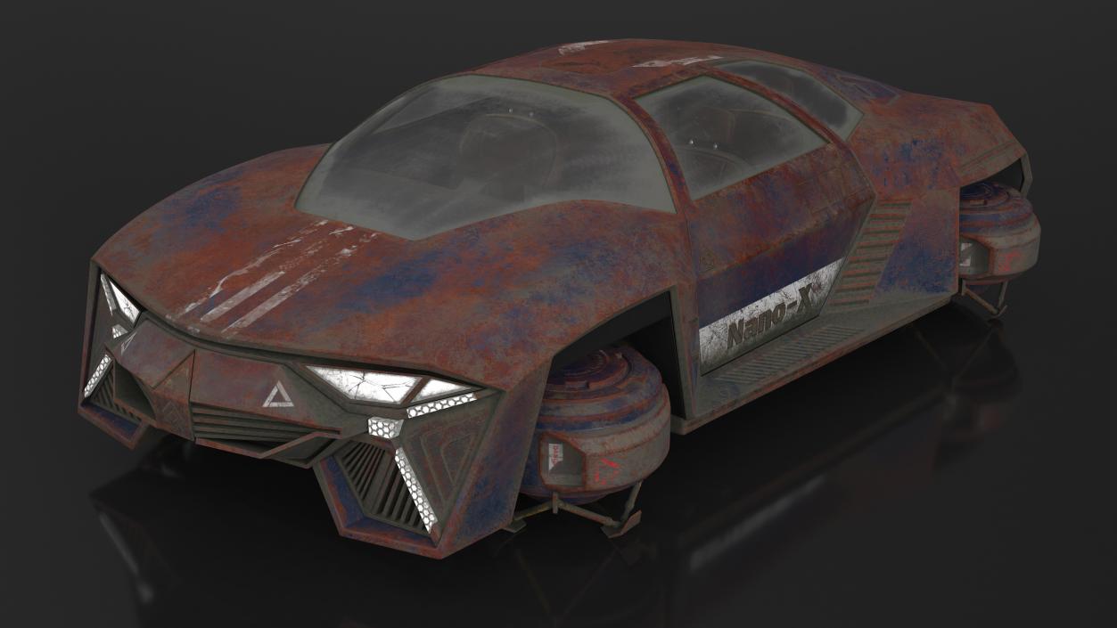 3D model Concept Hover Car Rusty Rigged