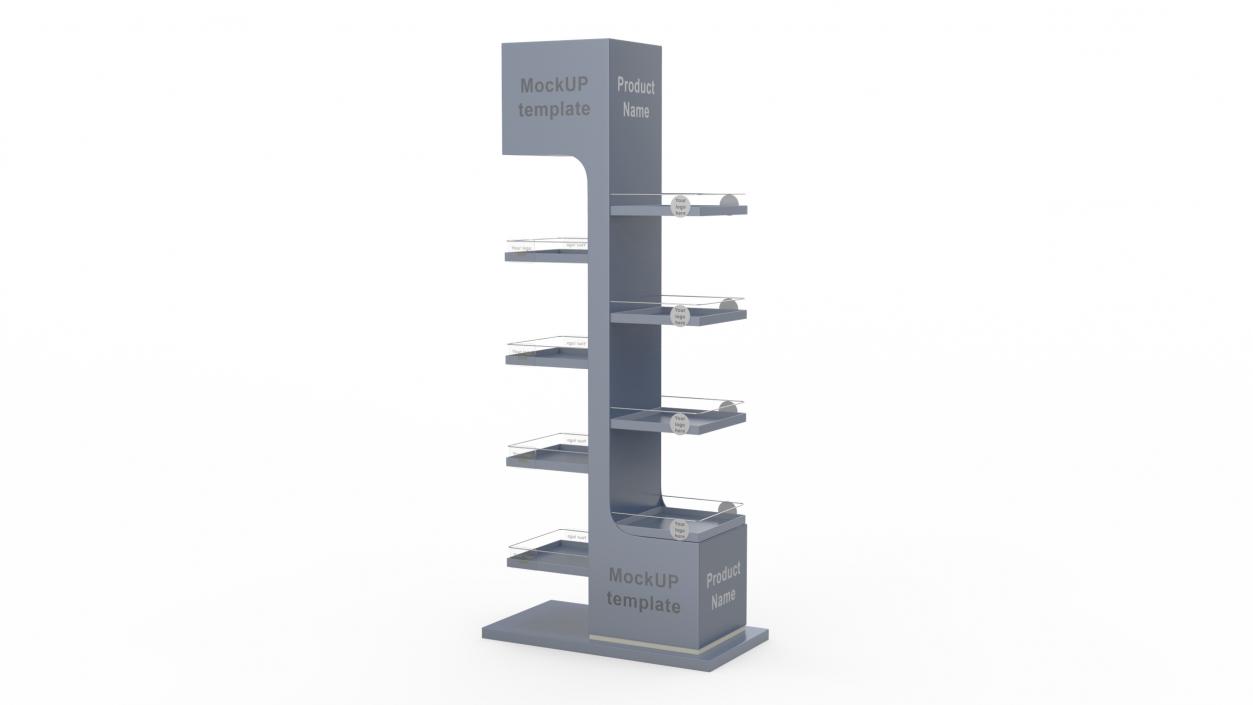 3D Multi Shelf Navy Display Rack Mockup