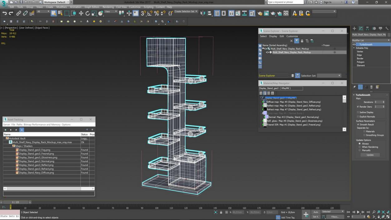 3D Multi Shelf Navy Display Rack Mockup