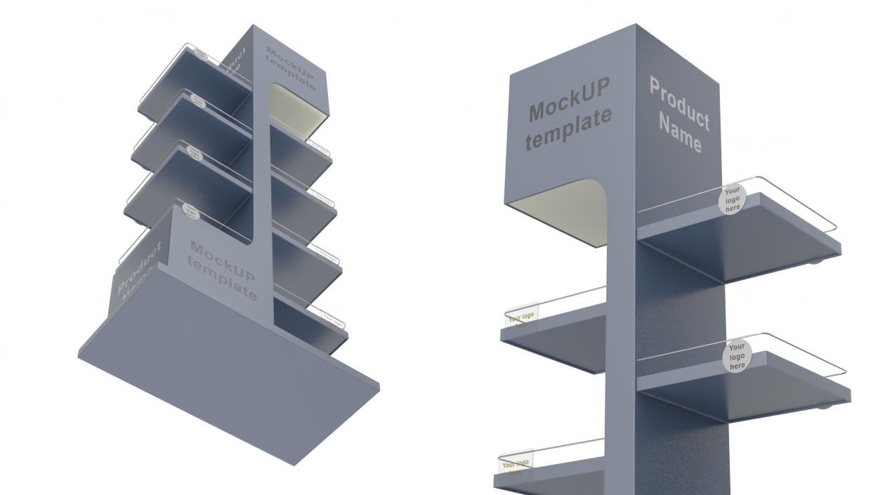 3D Multi Shelf Navy Display Rack Mockup