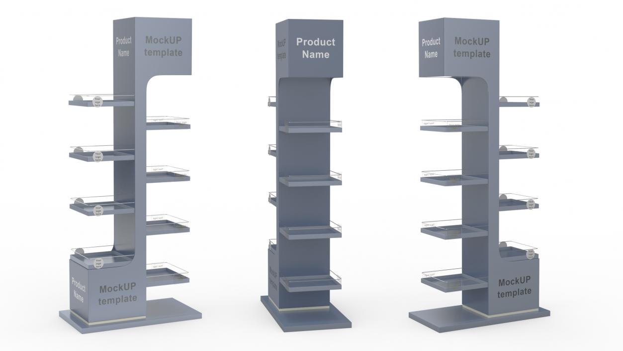 3D Multi Shelf Navy Display Rack Mockup