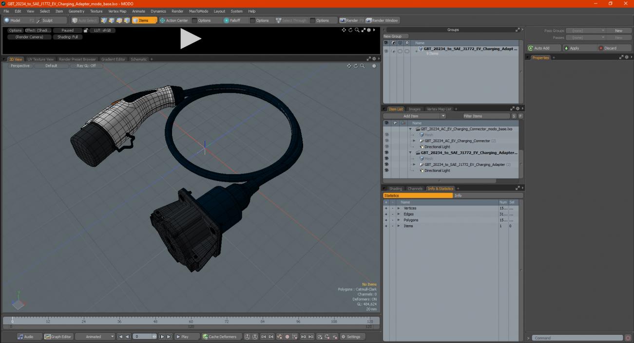 GBT 20234 to SAE J1772 EV Charging Adapter 3D