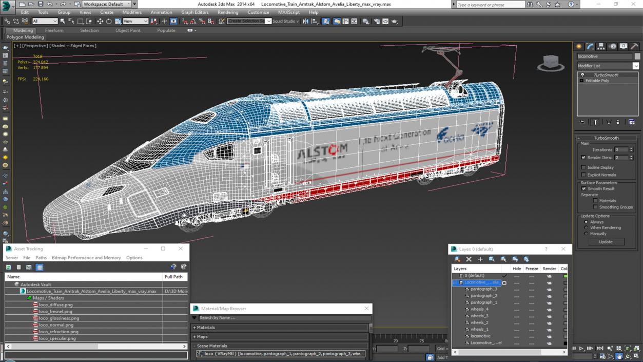 3D model Locomotive Train Amtrak Alstom Avelia Liberty