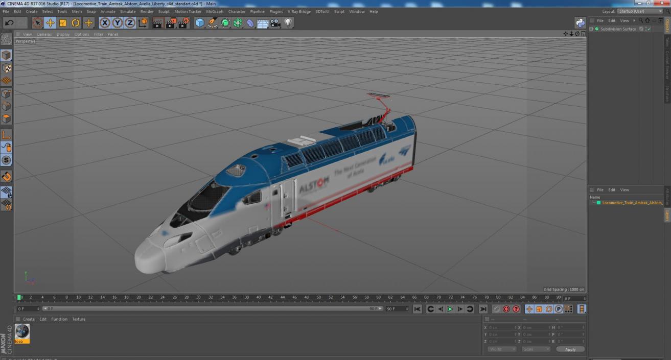 3D model Locomotive Train Amtrak Alstom Avelia Liberty