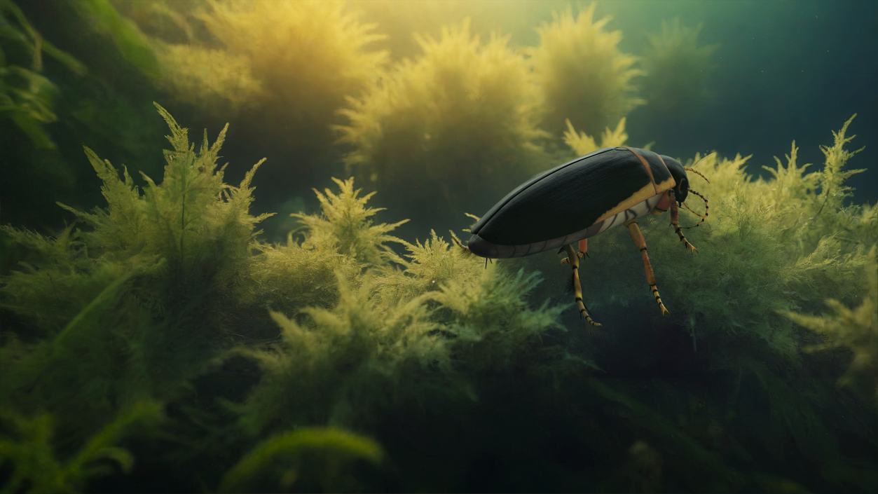 3D Insect Water Beetle Brown Realistic Rigged for Maya