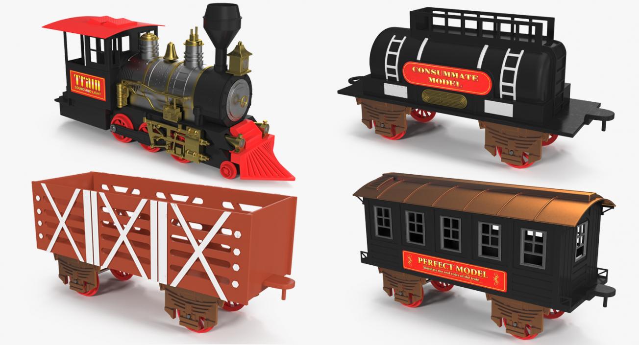 3D Classical Train Toy Set Locomotive with Wagons