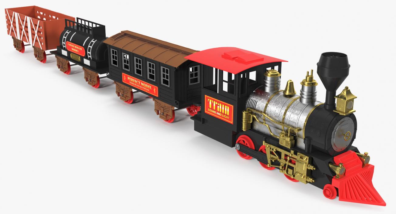 3D Classical Train Toy Set Locomotive with Wagons