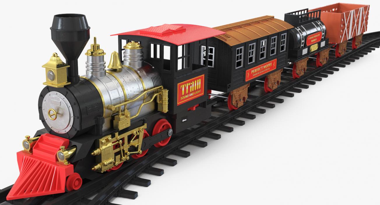 3D Classical Train Toy Set Locomotive with Wagons