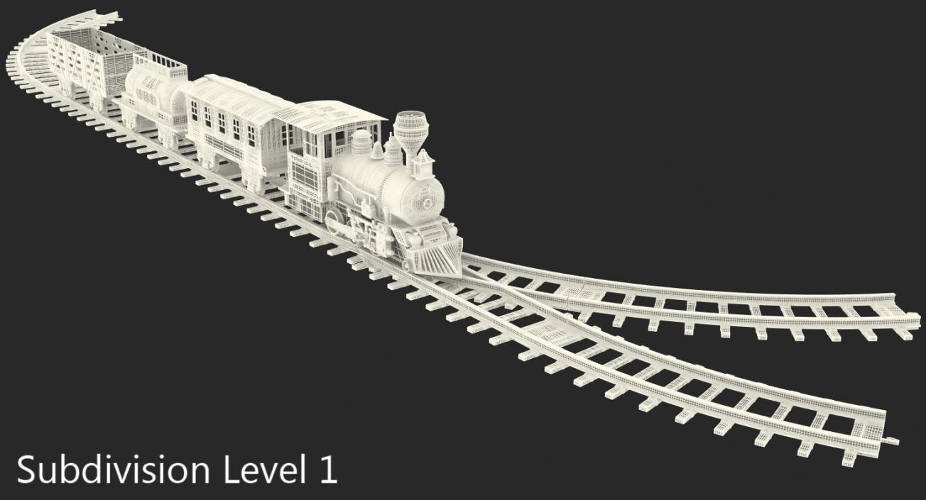 3D Classical Train Toy Set Locomotive with Wagons