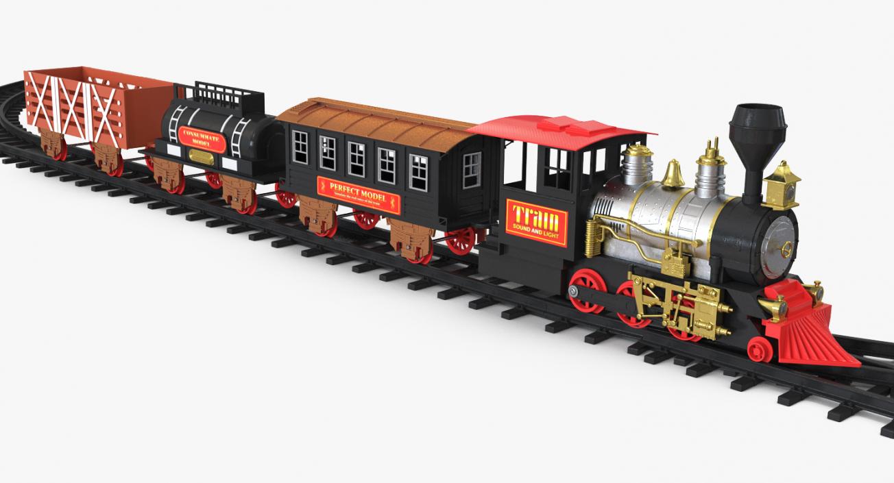 3D Classical Train Toy Set Locomotive with Wagons