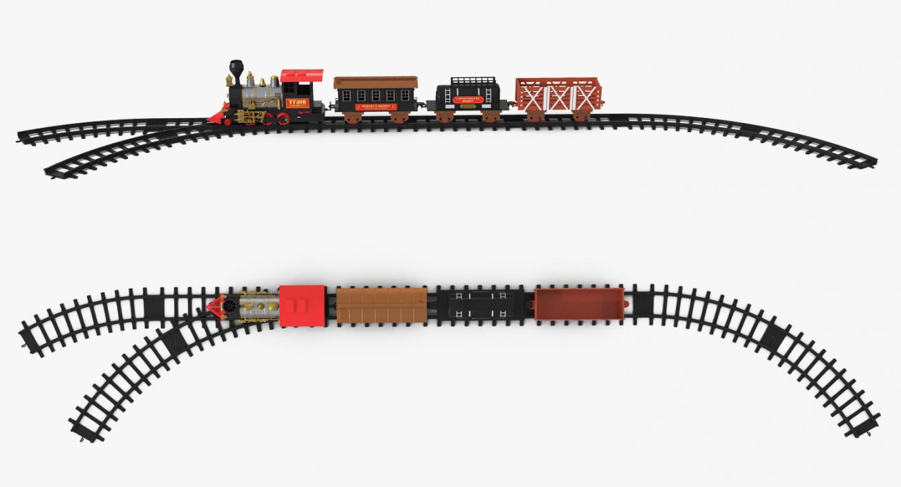 3D Classical Train Toy Set Locomotive with Wagons