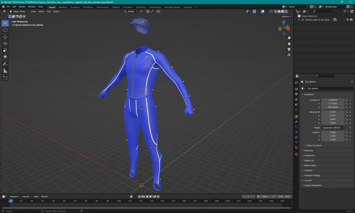 Motion Capture Suit Blue 3D model