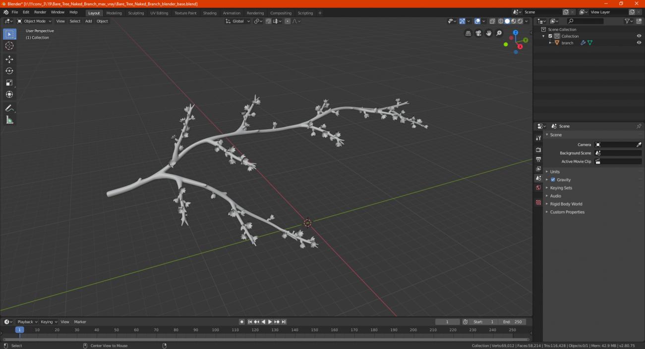 Bare Tree Naked Branch 3D