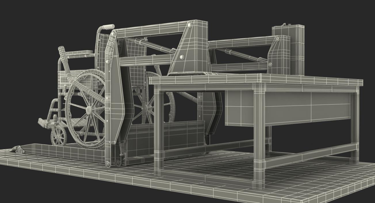 3D model Wheelchair at Hydraulic Lift Rigged