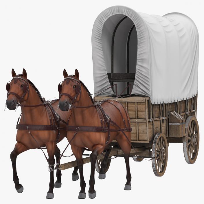 3D model Covered Wagon with Horses