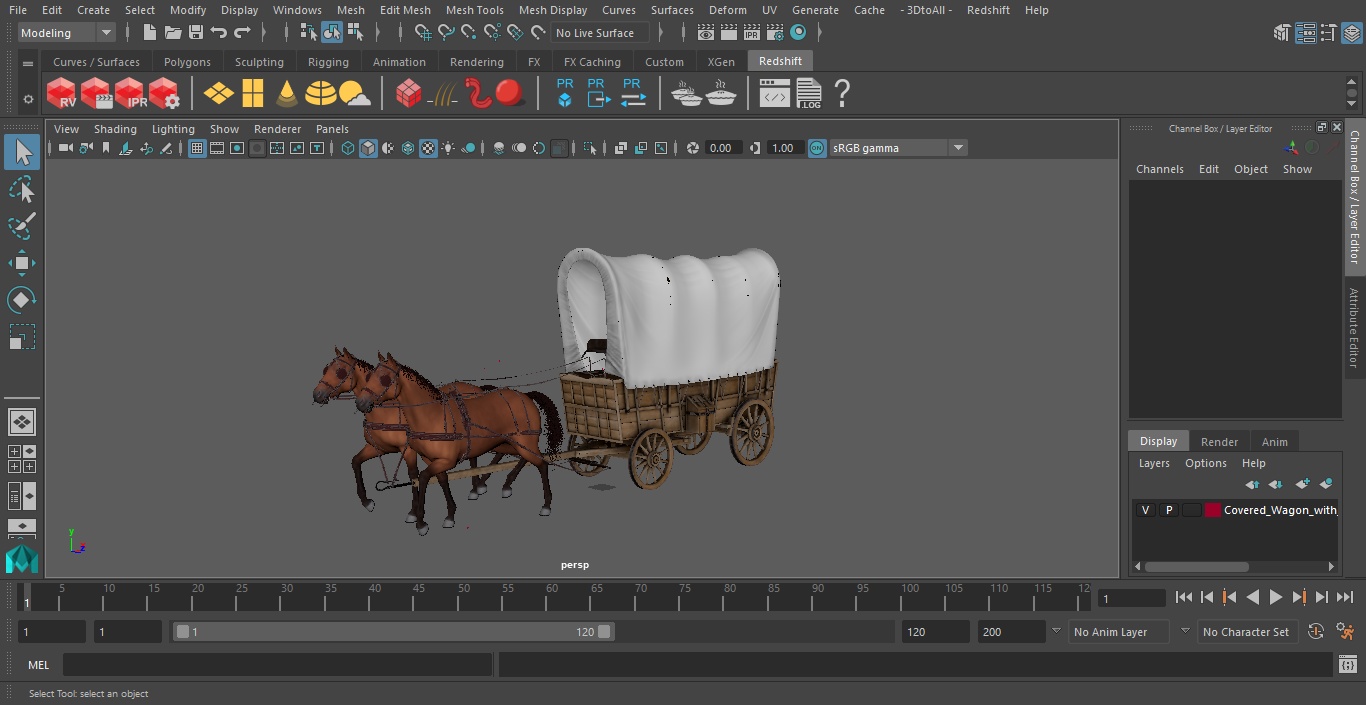 3D model Covered Wagon with Horses