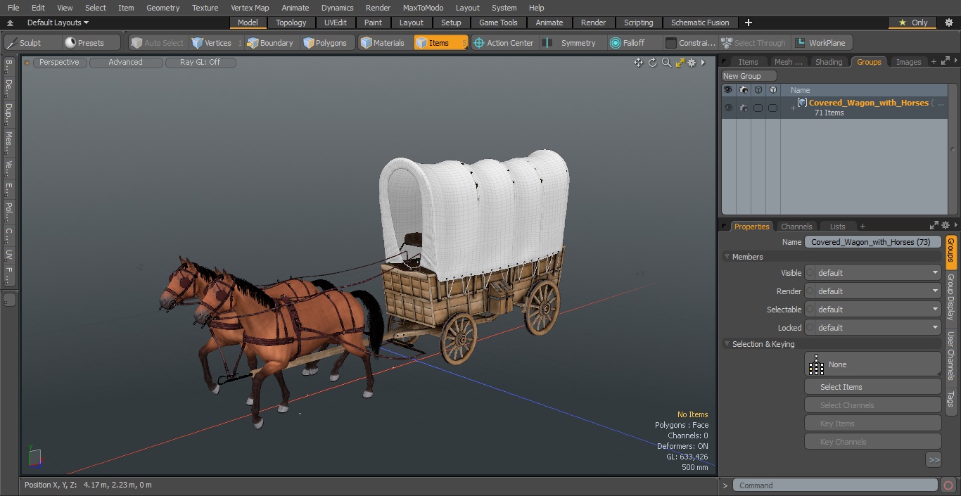 3D model Covered Wagon with Horses