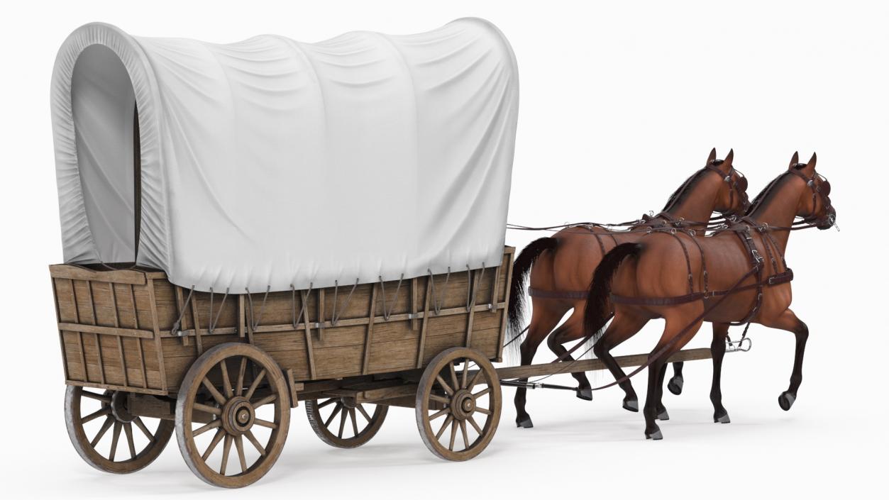 3D model Covered Wagon with Horses