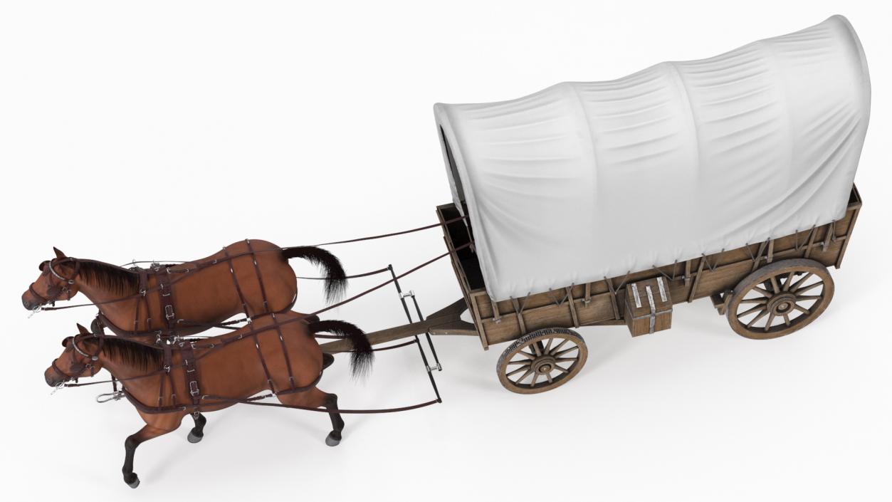 3D model Covered Wagon with Horses