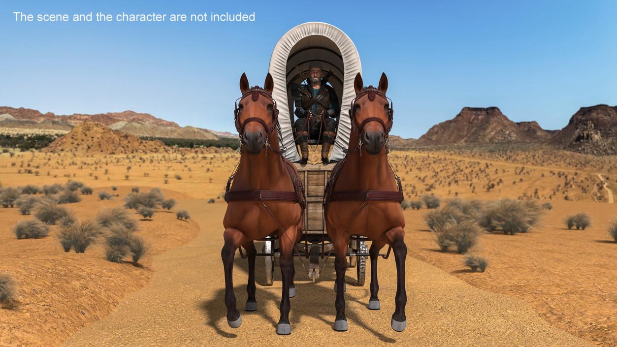 3D model Covered Wagon with Horses