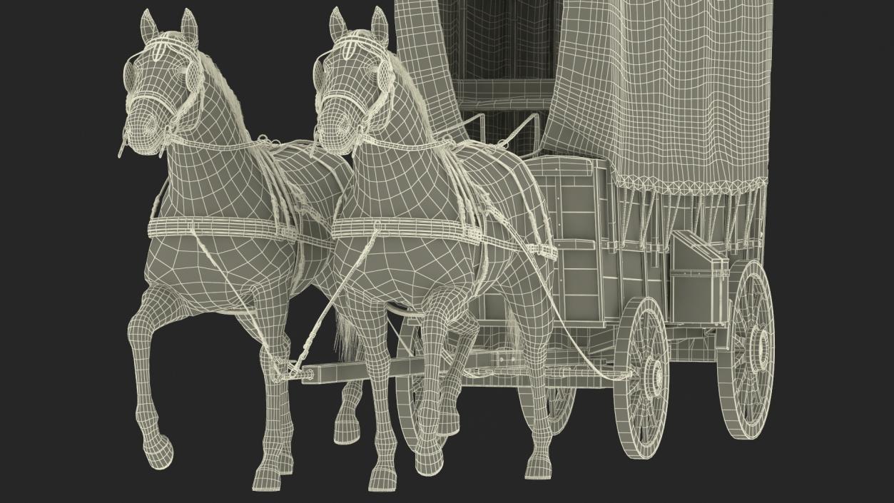 3D model Covered Wagon with Horses