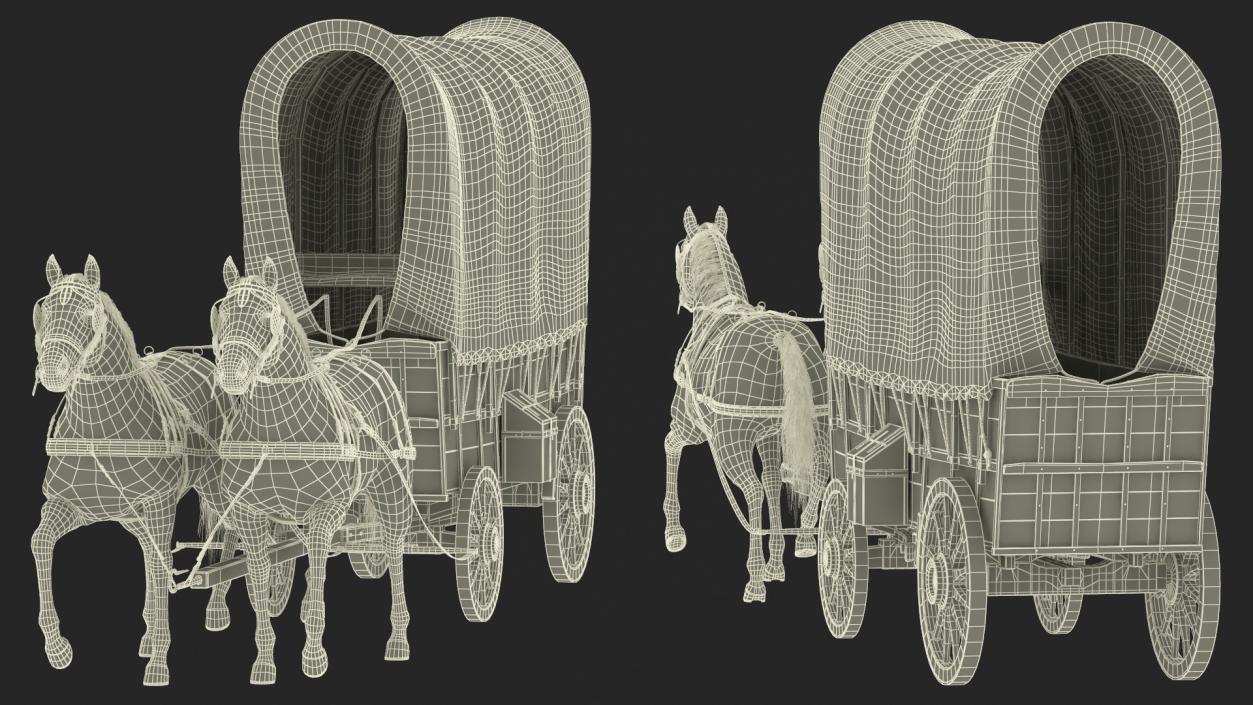 3D model Covered Wagon with Horses