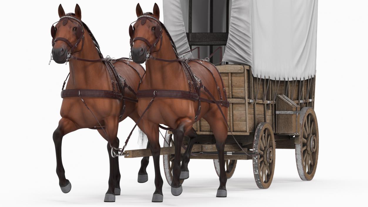 3D model Covered Wagon with Horses