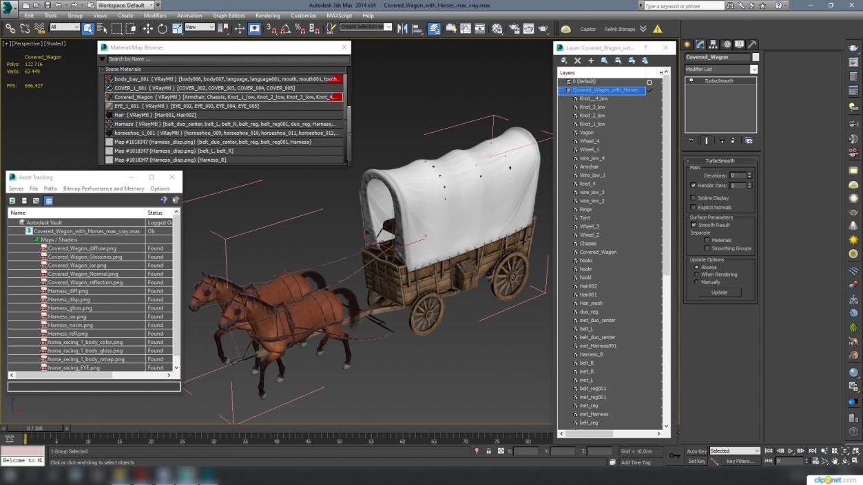 3D model Covered Wagon with Horses