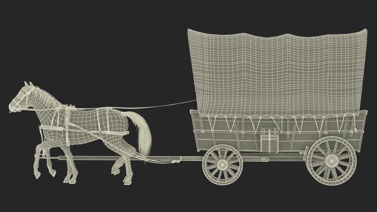 3D model Covered Wagon with Horses