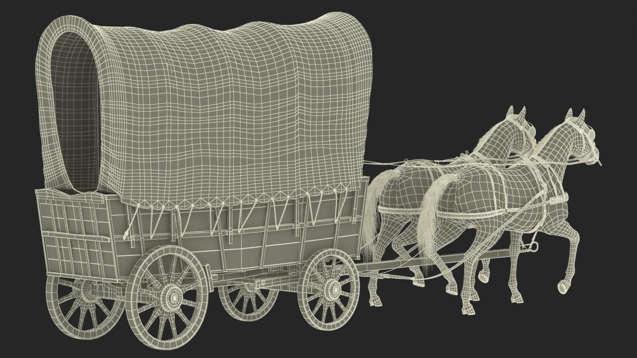 3D model Covered Wagon with Horses