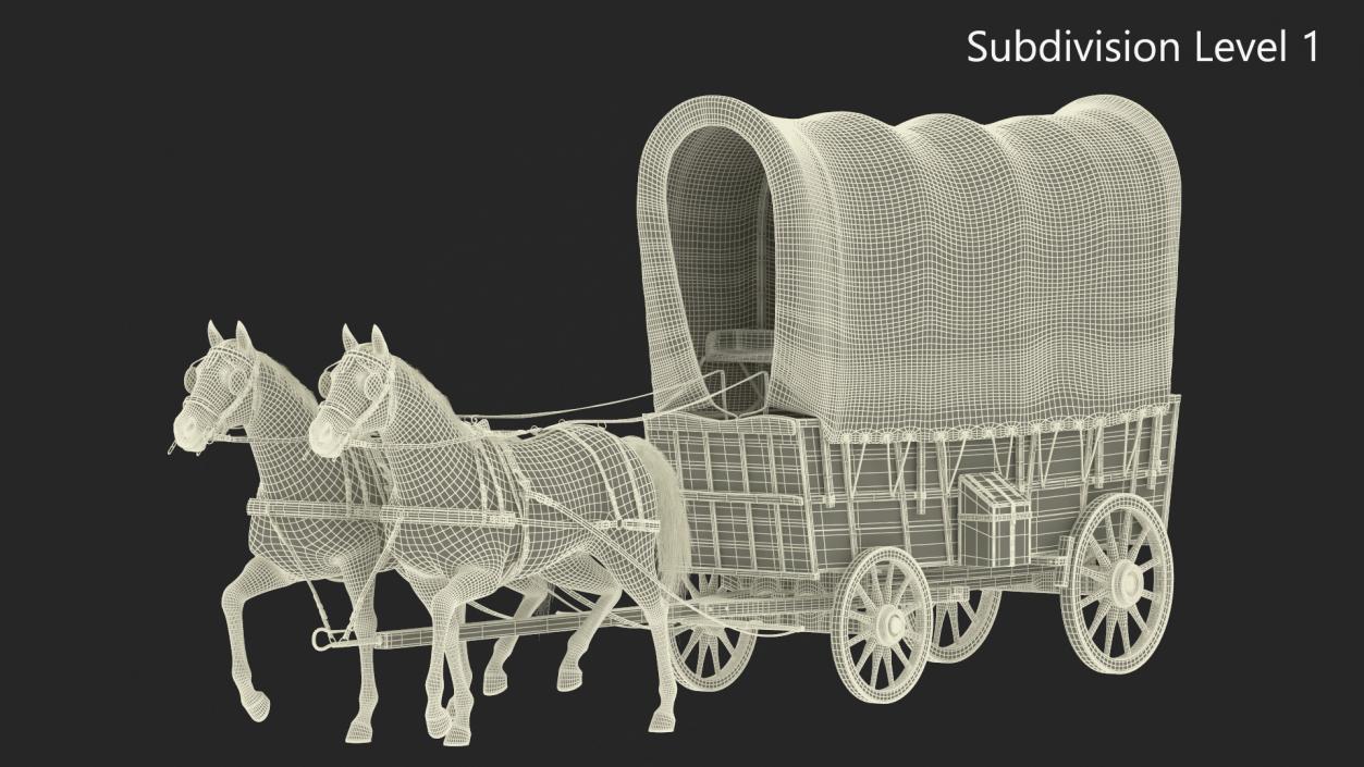 3D model Covered Wagon with Horses