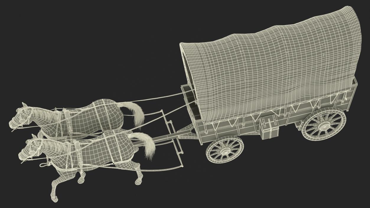 3D model Covered Wagon with Horses