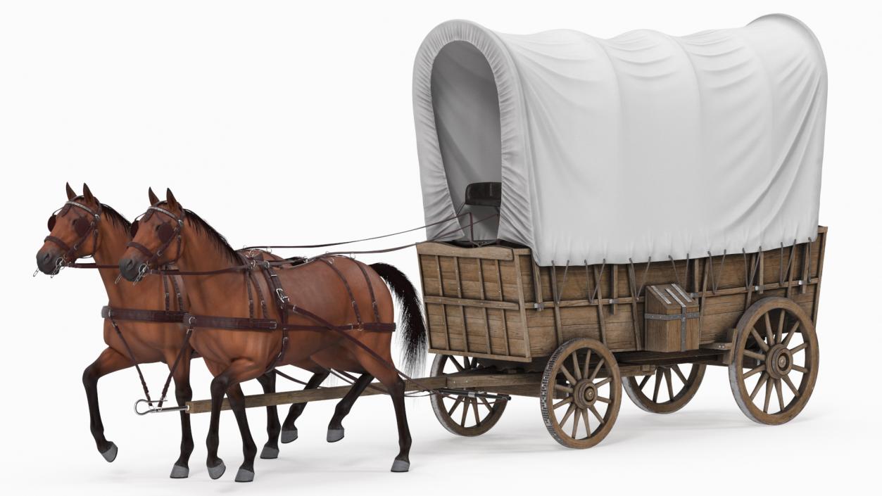 3D model Covered Wagon with Horses