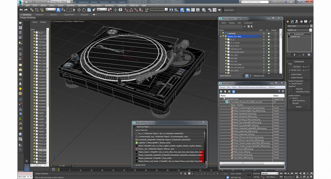 DJ Turntable Pioneer PLX 1000 3D model