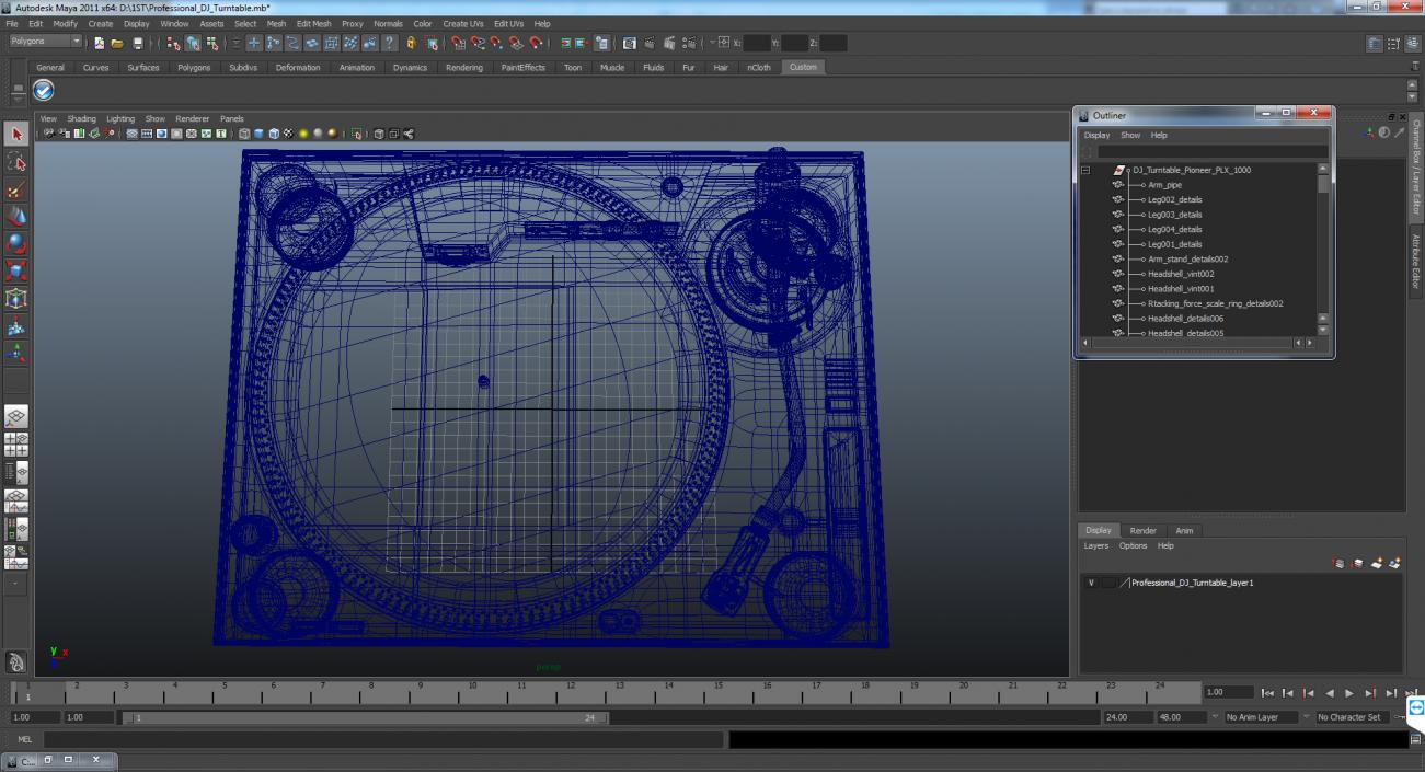 DJ Turntable Pioneer PLX 1000 3D model