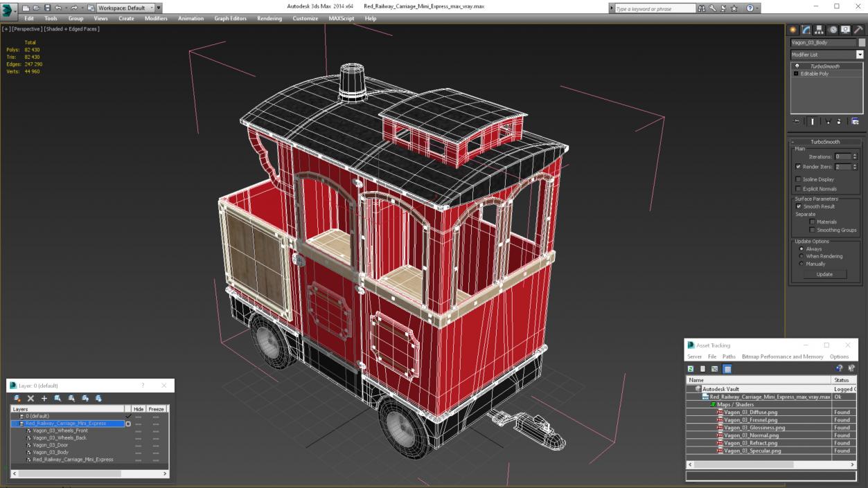 3D Red Railway Carriage Mini Express model