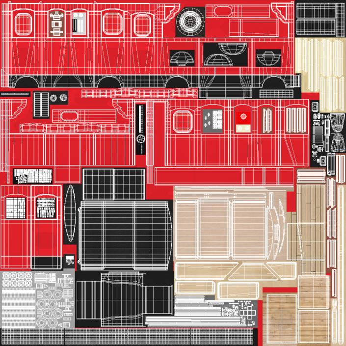 3D Red Railway Carriage Mini Express model