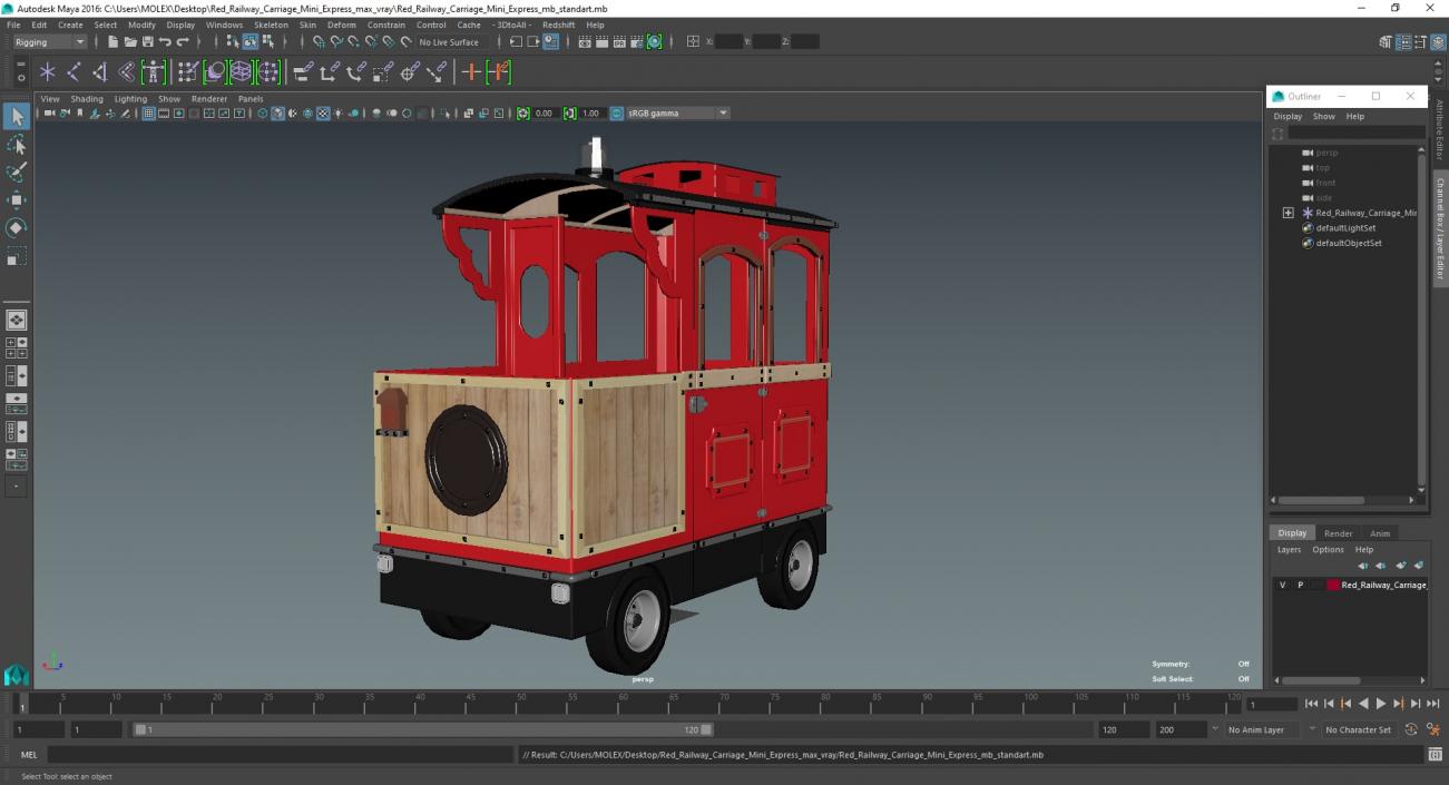 3D Red Railway Carriage Mini Express model