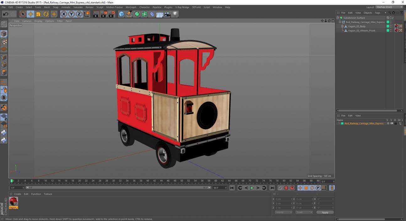 3D Red Railway Carriage Mini Express model