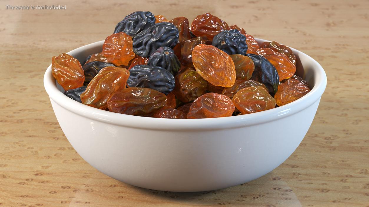 3D Mixed Raisins in a Bowl model