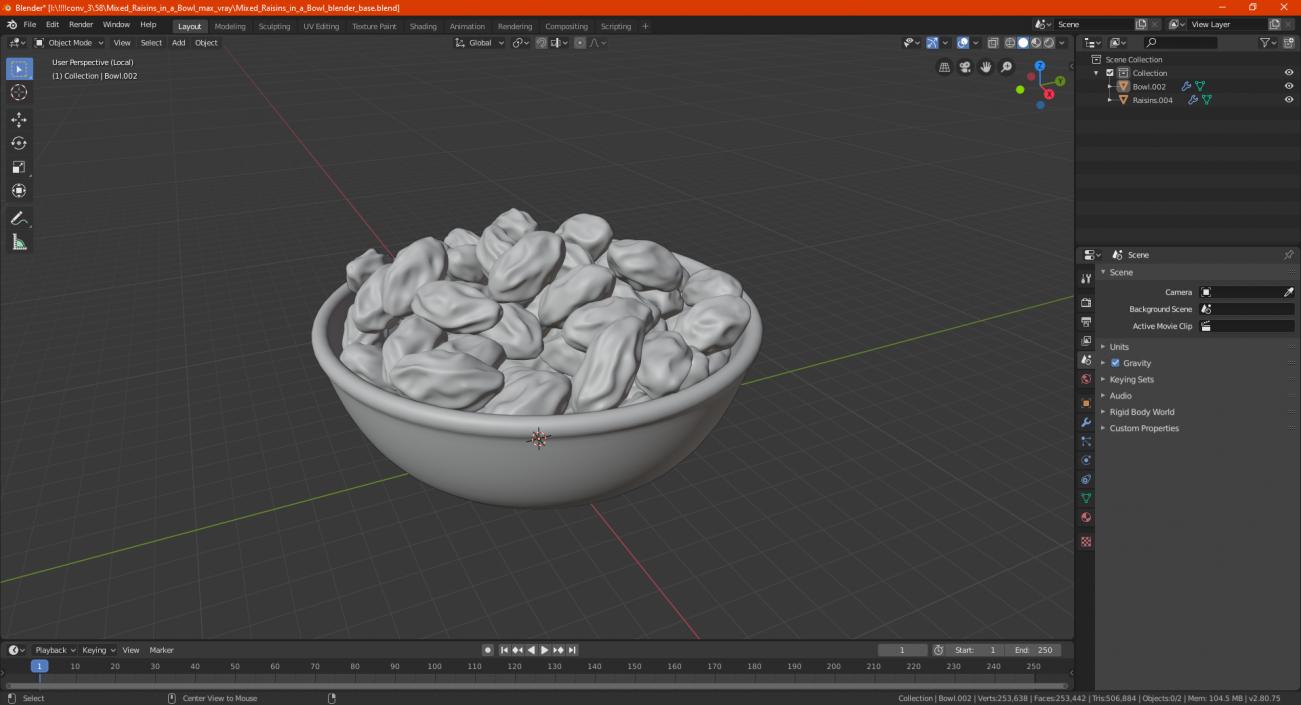 3D Mixed Raisins in a Bowl model