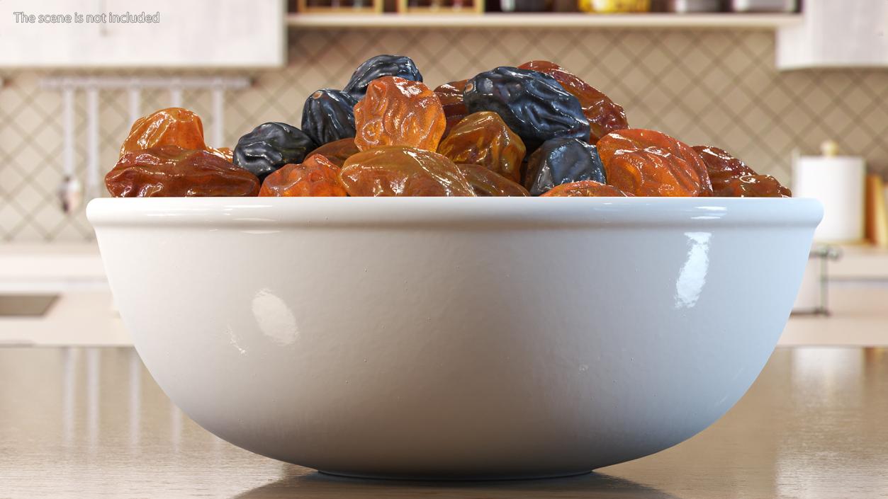 3D Mixed Raisins in a Bowl model