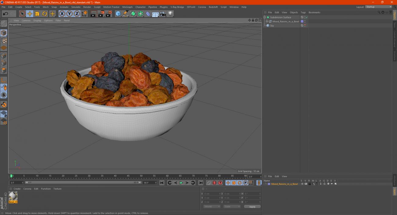 3D Mixed Raisins in a Bowl model