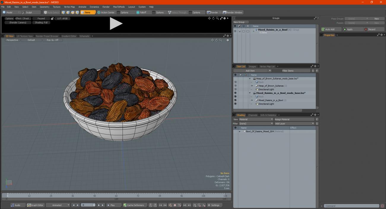 3D Mixed Raisins in a Bowl model