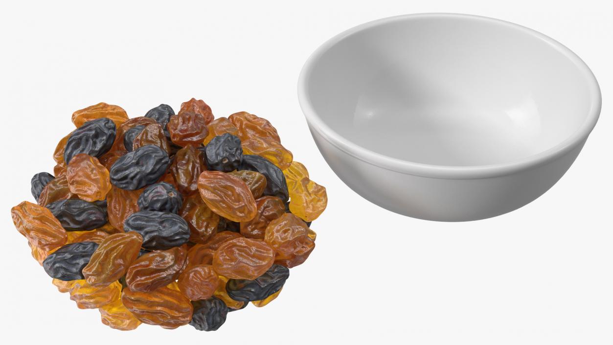 3D Mixed Raisins in a Bowl model