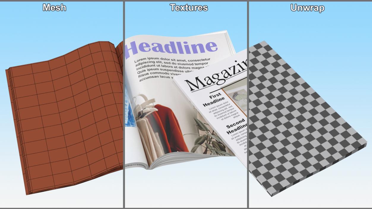 3D Magazine with Cup of Coffee Collection model