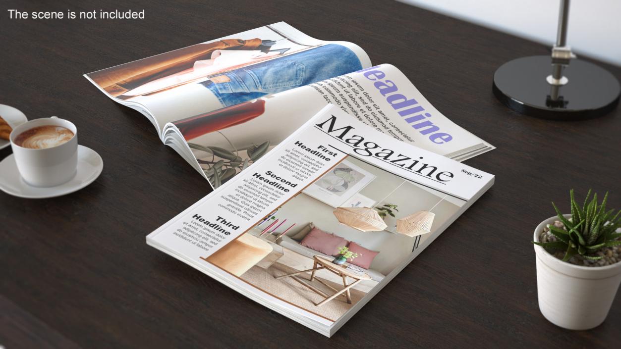 3D Magazine with Cup of Coffee Collection model